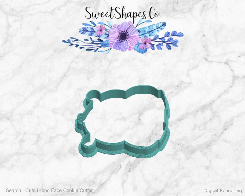 Cute Hippo Face Cookie Cutter — left view