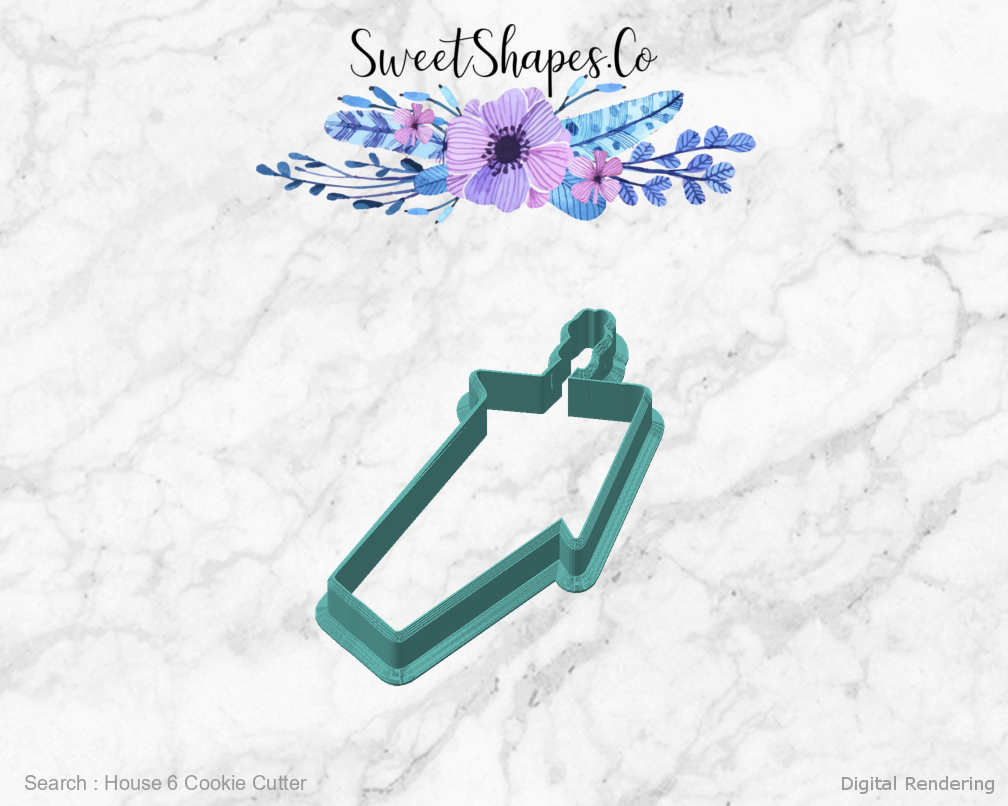 House 6 Cookie Cutter — angled front view