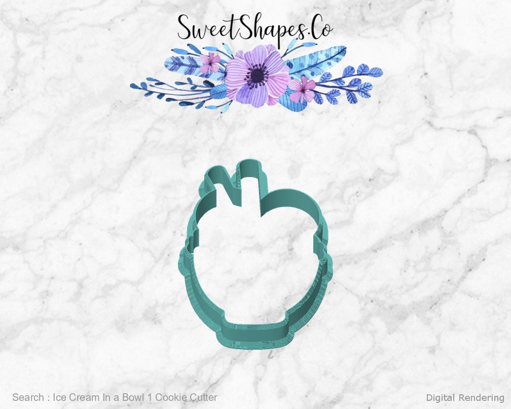 Ice Cream In a Bowl 1 Cookie Cutter — front view