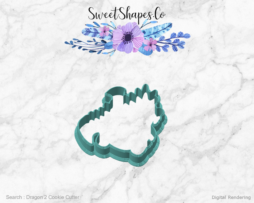 Dragon 2 Cookie Cutter — angled front view
