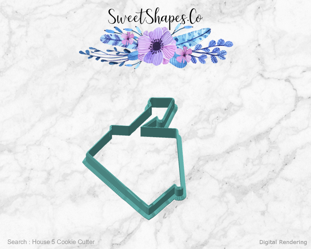 House 5 Cookie Cutter — angled front view