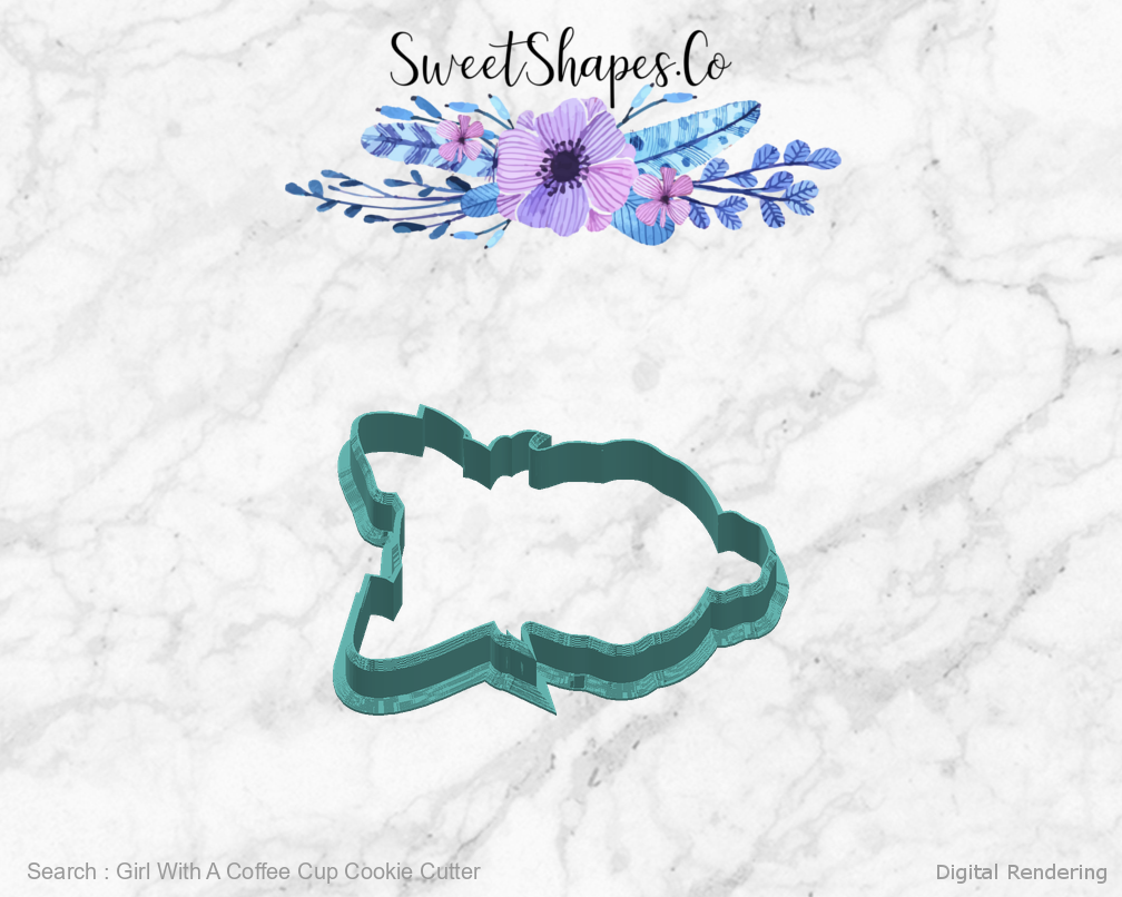 Girl With A Coffee Cup Cookie Cutter — right view