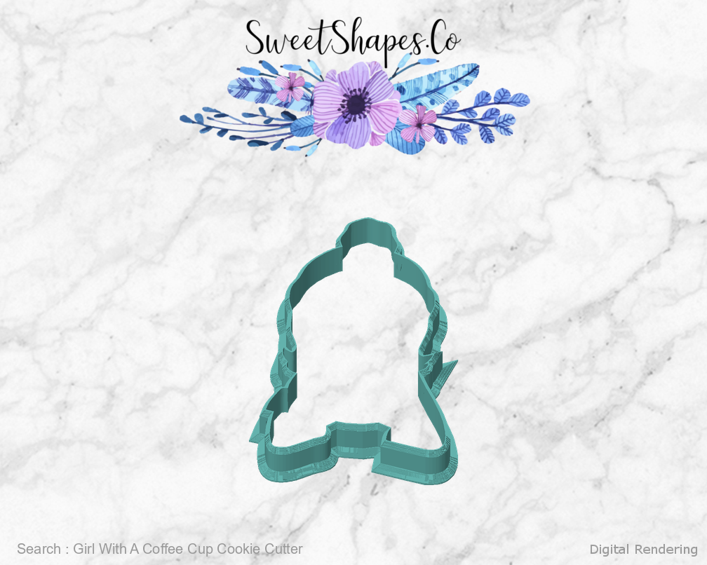 Girl With A Coffee Cup Cookie Cutter — front view