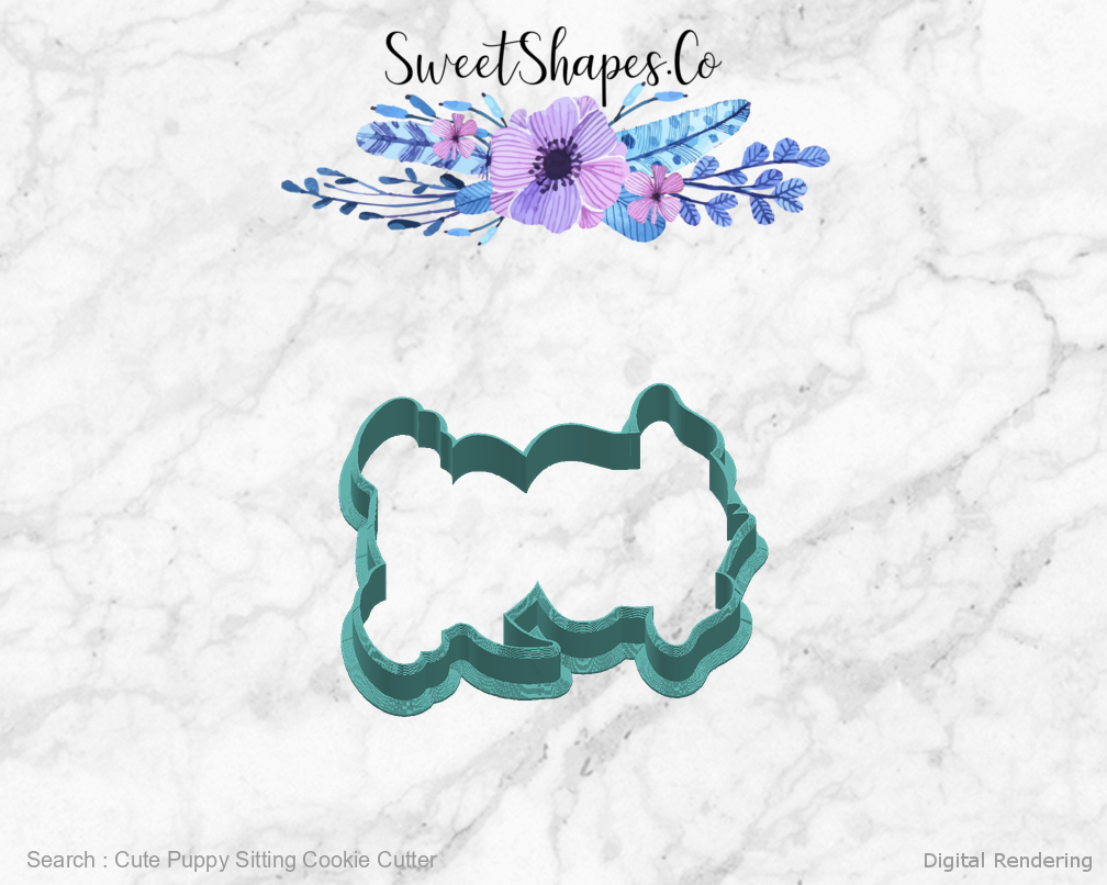 Cute Puppy Sitting Cookie Cutter — right view