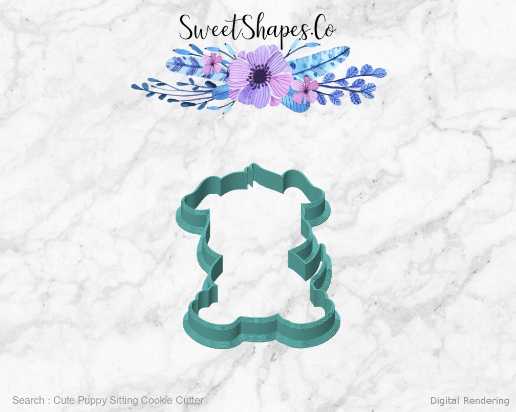 Cute Puppy Sitting Cookie Cutter — front view
