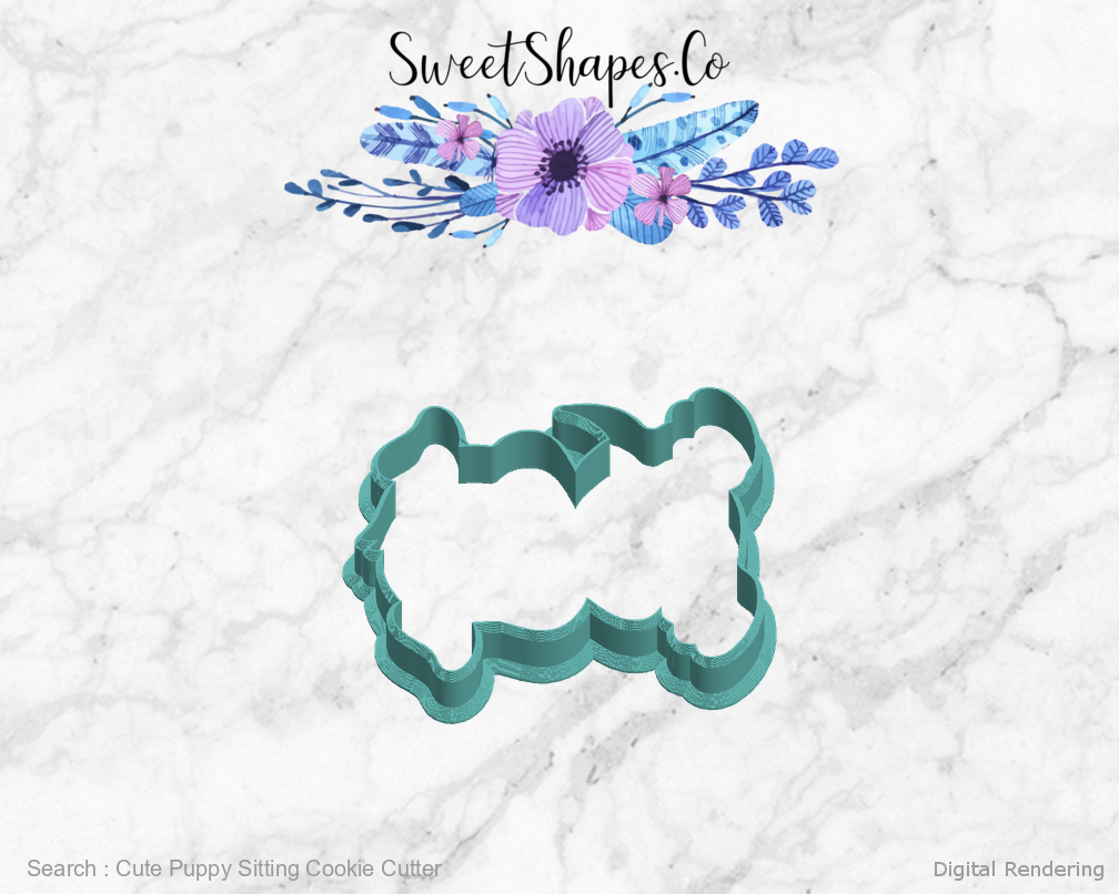 Cute Puppy Sitting Cookie Cutter — left view