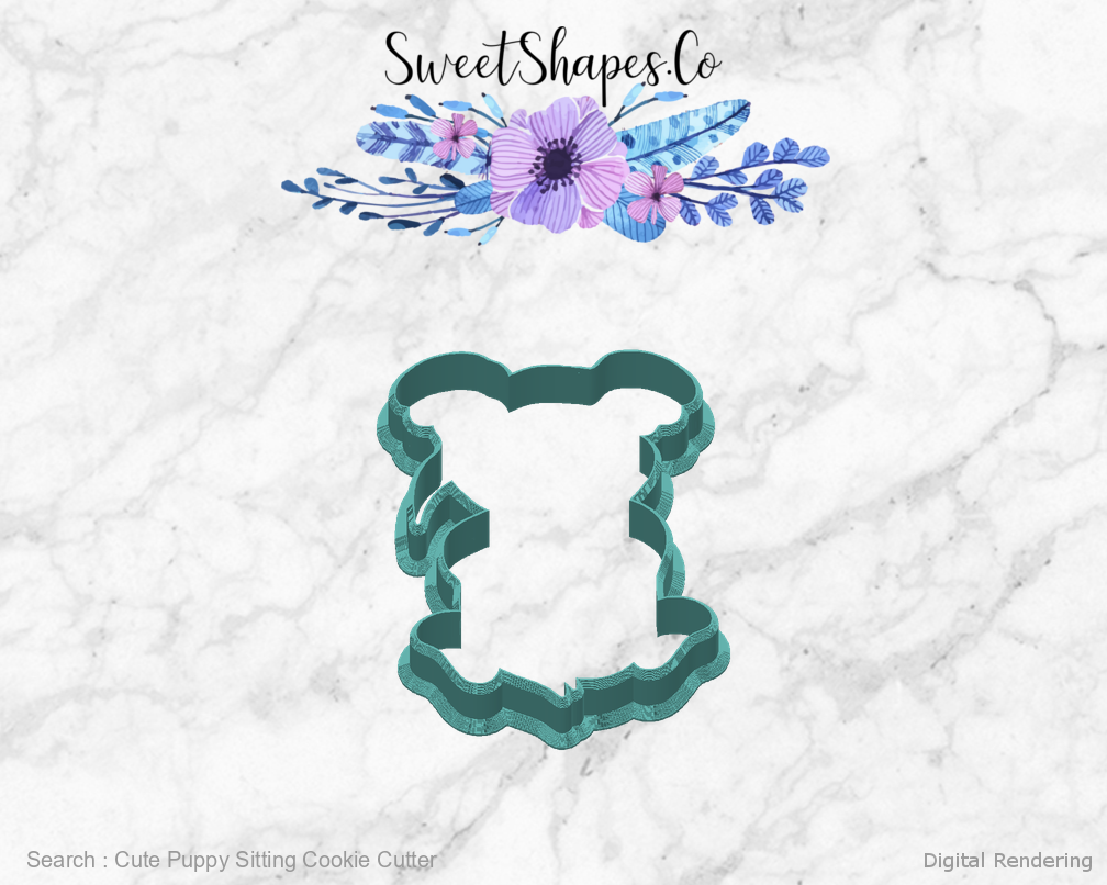 Cute Puppy Sitting Cookie Cutter — back view
