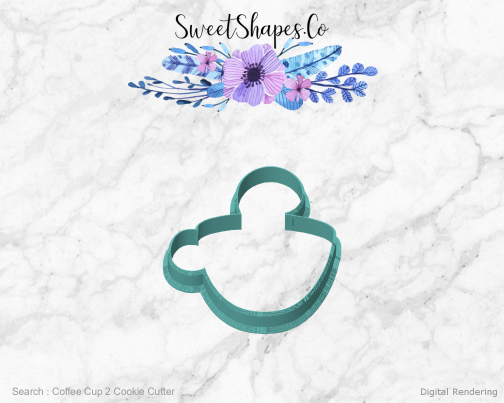 Coffee Cup 2 Cookie Cutter — front view