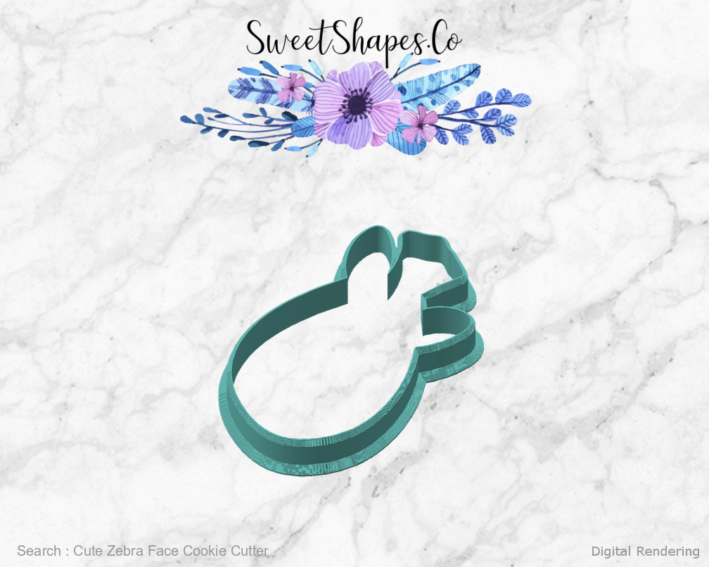 Cute Zebra Face Cookie Cutter — angled front view