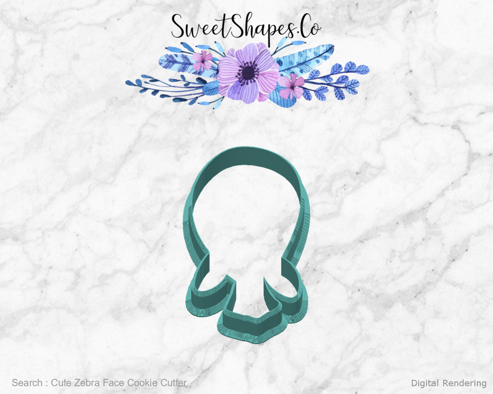 Cute Zebra Face Cookie Cutter — back view