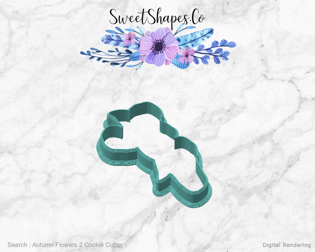 Autumn Flowers 2 Cookie Cutter — angled front view