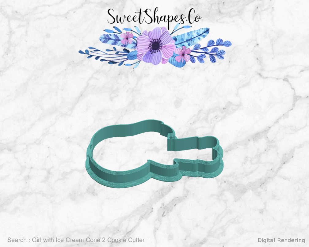 Girl with Ice Cream Cone 2 Cookie Cutter — left view