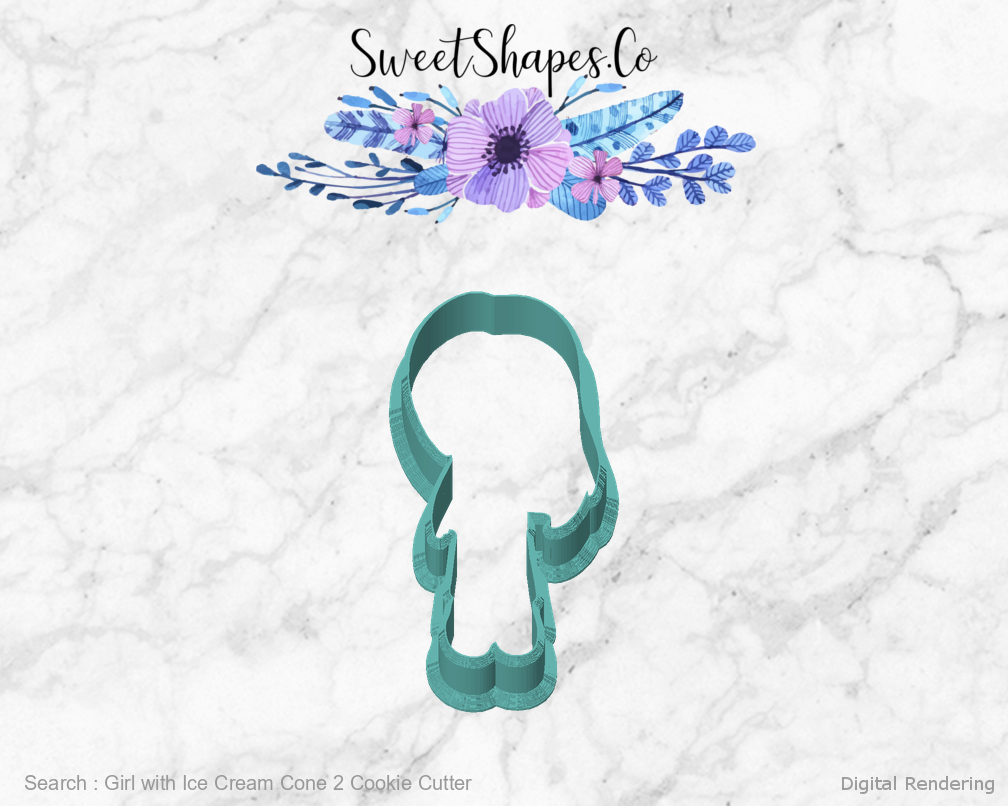 Girl with Ice Cream Cone 2 Cookie Cutter — front view