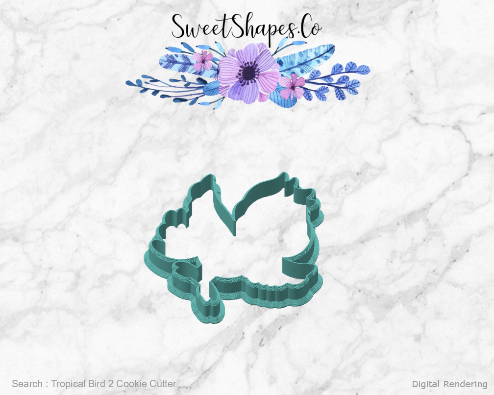 Tropical Bird 2 Cookie Cutter — angled front view