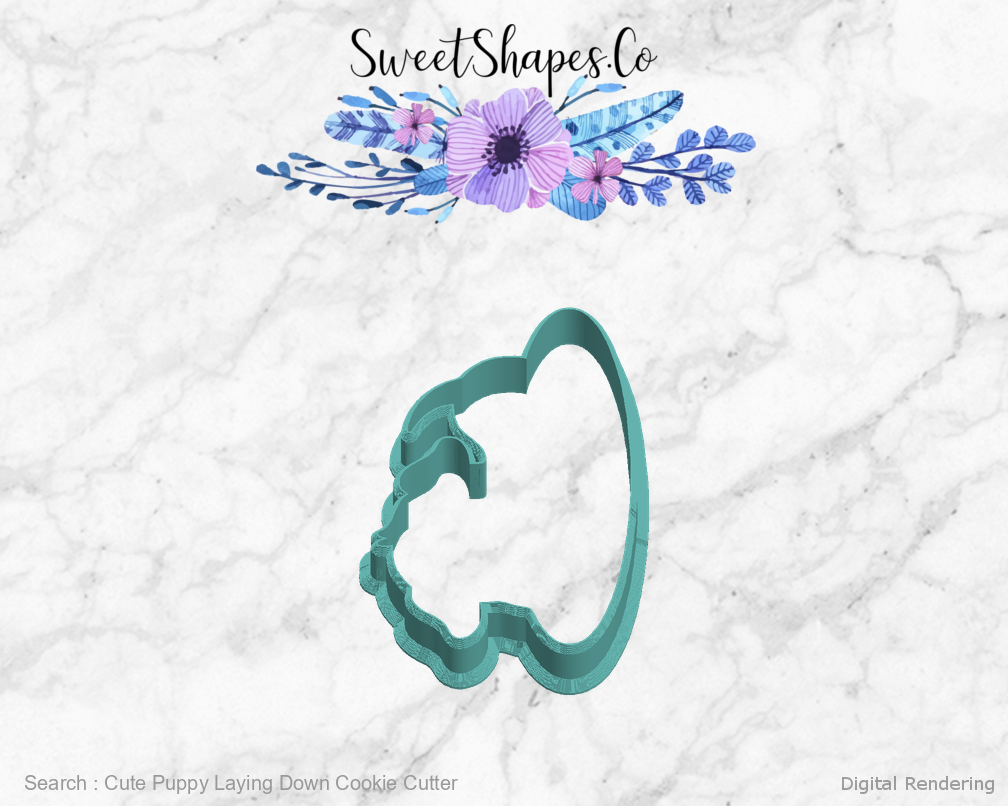 Cute Puppy Laying Down Cookie Cutter — left view