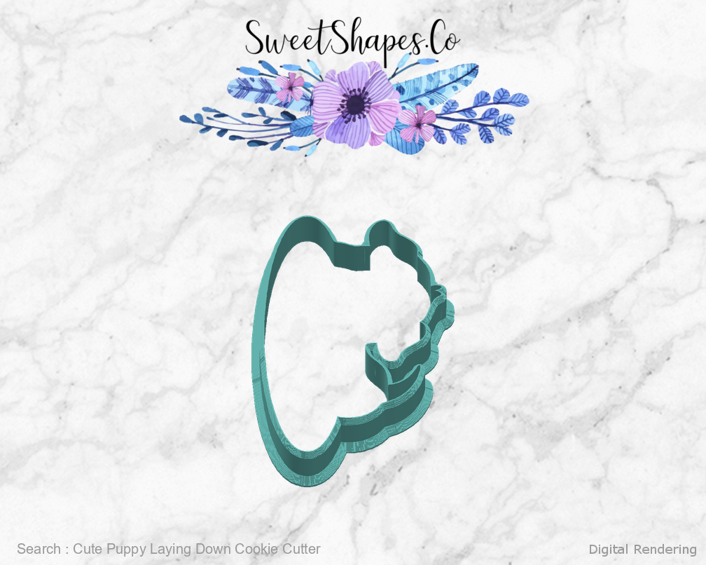 Cute Puppy Laying Down Cookie Cutter — right view