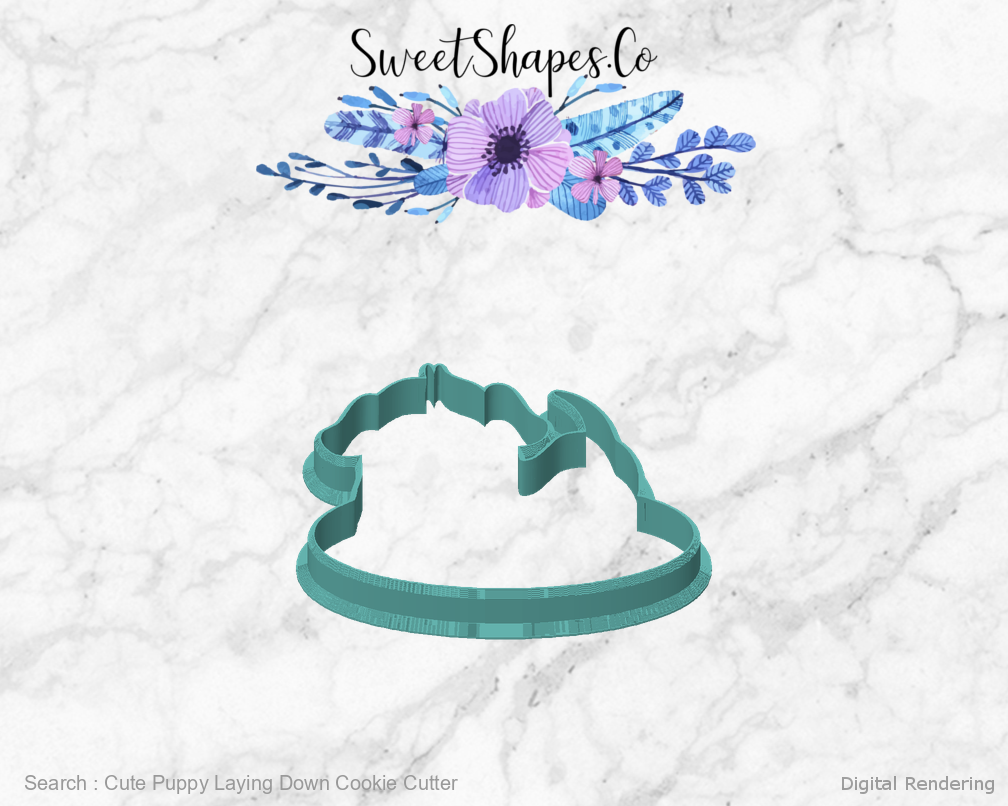 Cute Puppy Laying Down Cookie Cutter — front view