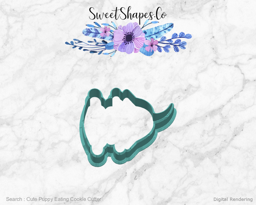 Cute Puppy Eating Cookie Cutter — right view