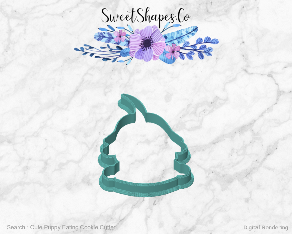 Cute Puppy Eating Cookie Cutter — front view