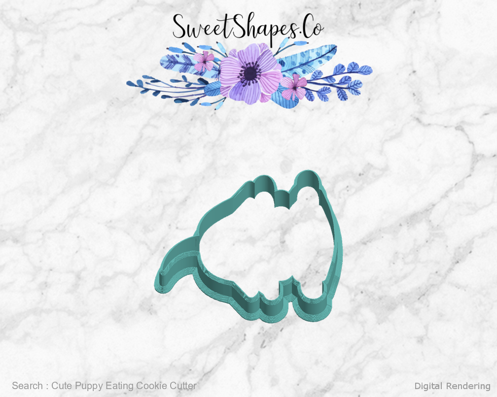 Cute Puppy Eating Cookie Cutter — left view