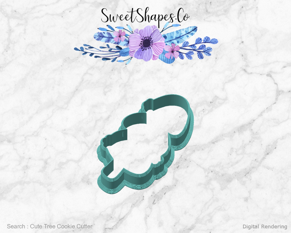 Cute Tree Cookie Cutter — angled front view