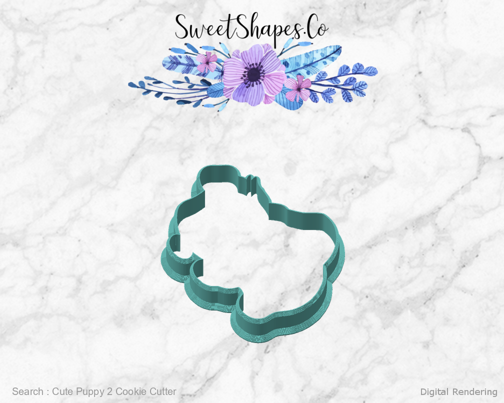 Cute Puppy 2 Cookie Cutter — angled front view