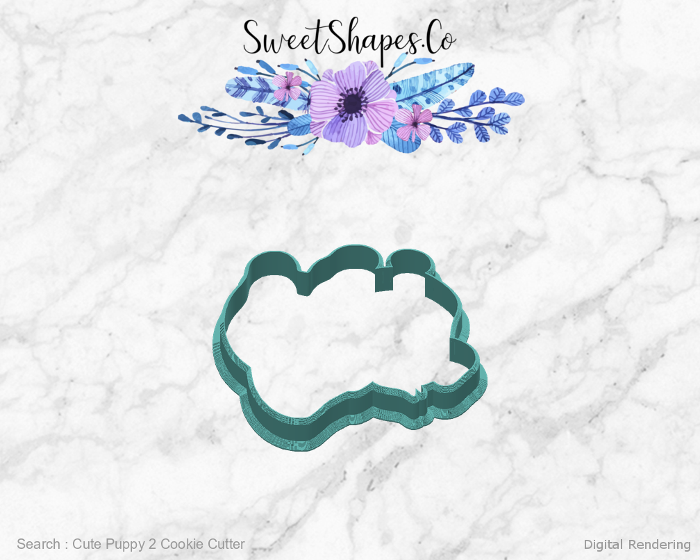 Cute Puppy 2 Cookie Cutter — back view