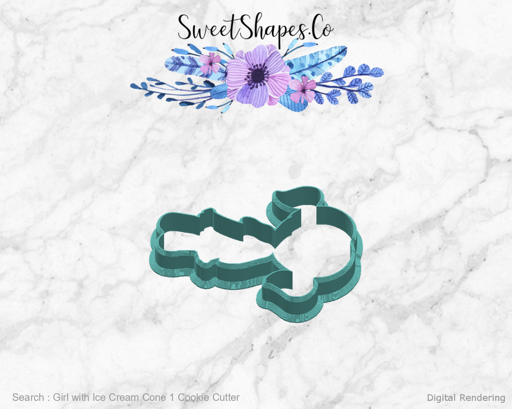 Girl with Ice Cream Cone 1 Cookie Cutter — right view