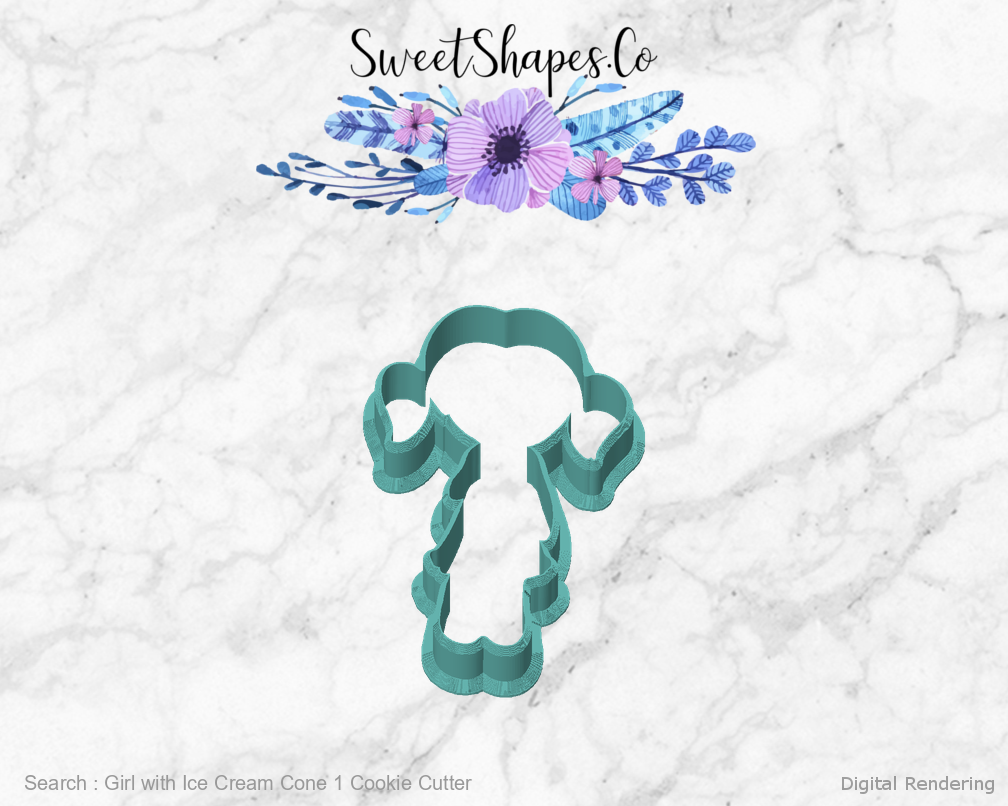 Girl with Ice Cream Cone 1 Cookie Cutter — front view