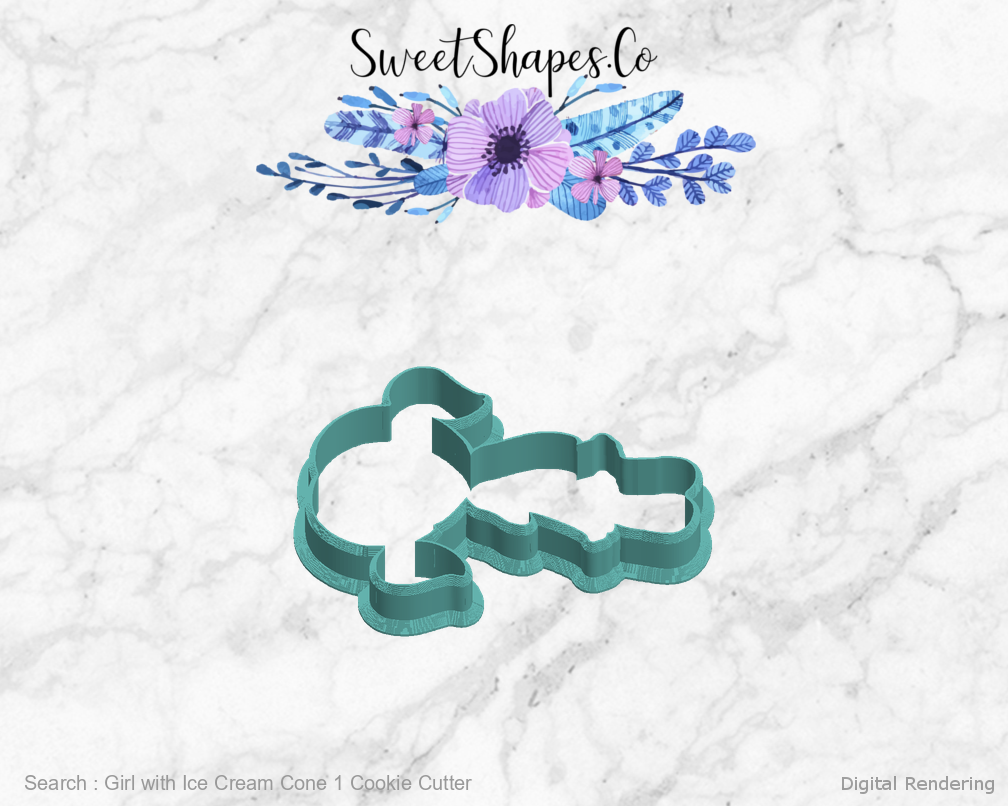 Girl with Ice Cream Cone 1 Cookie Cutter — left view