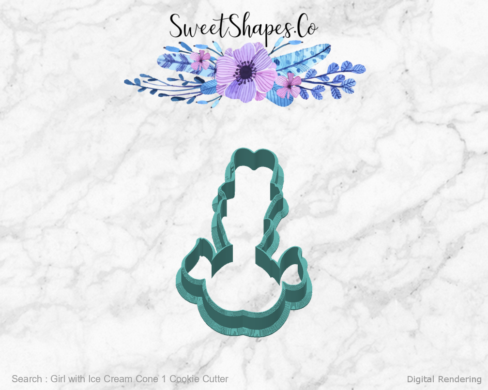 Girl with Ice Cream Cone 1 Cookie Cutter — back view