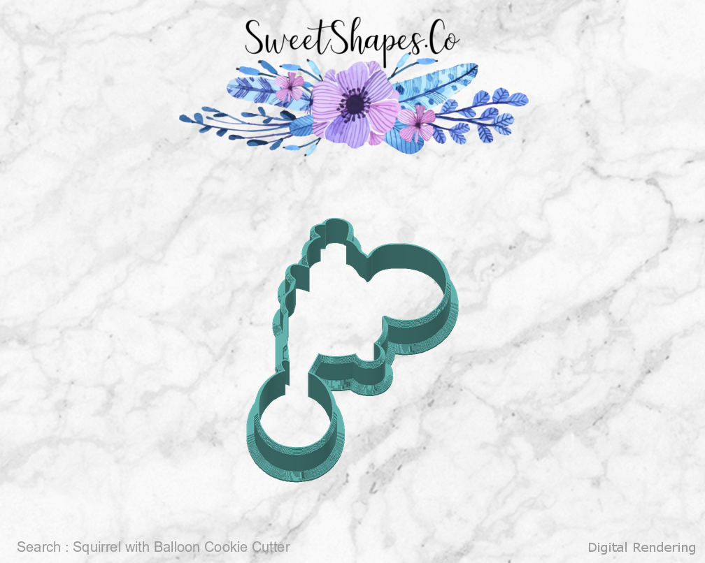 Squirrel with Balloon Cookie Cutter — back view