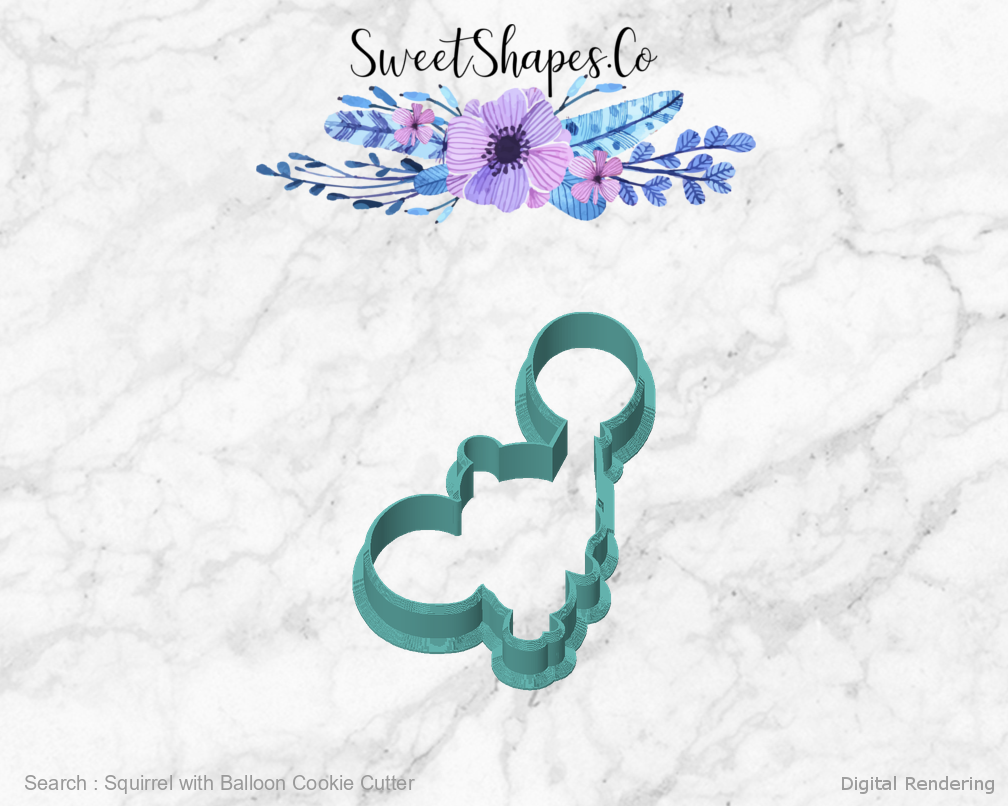 Squirrel with Balloon Cookie Cutter — front view
