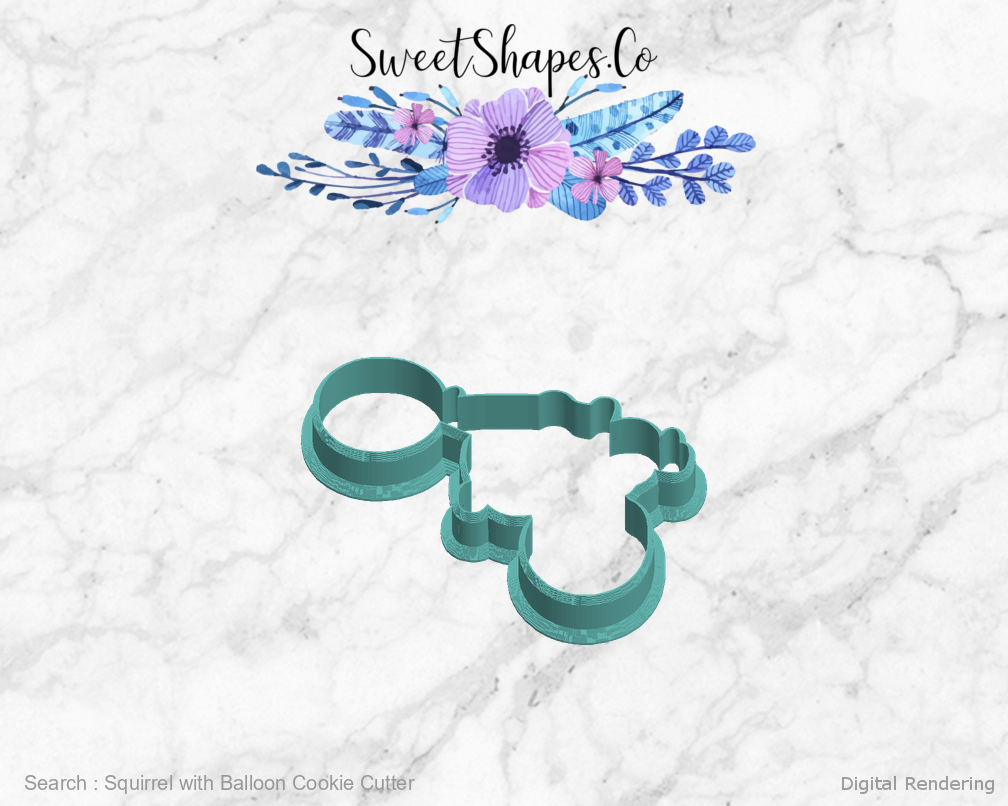 Squirrel with Balloon Cookie Cutter — left view