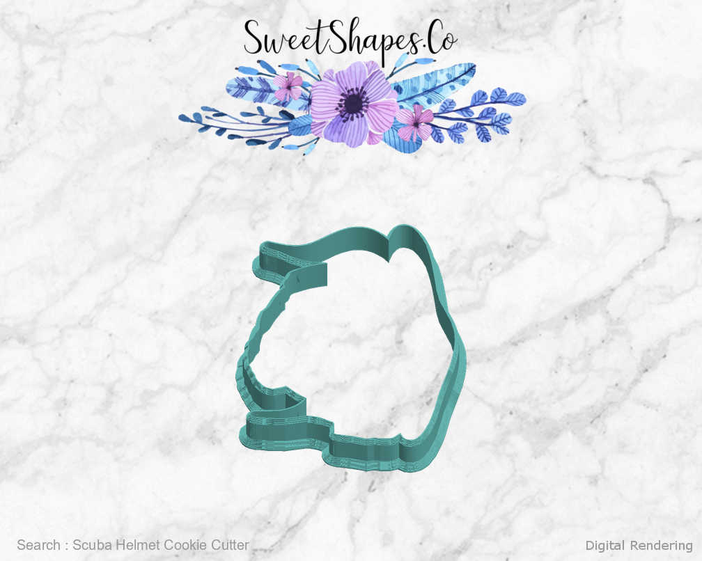 Scuba Helmet Cookie Cutter — left view