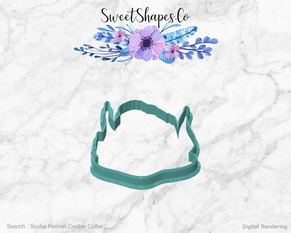 Scuba Helmet Cookie Cutter — front view