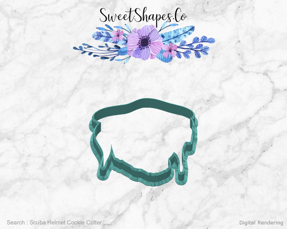 Scuba Helmet Cookie Cutter — back view