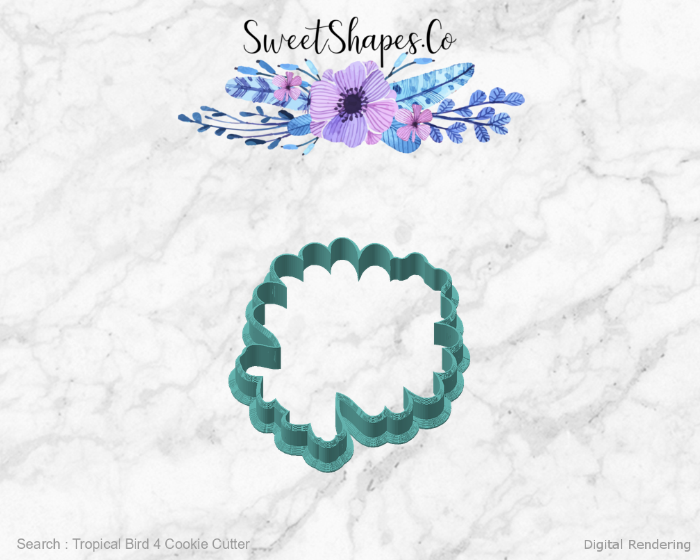 Tropical Bird 4 Cookie Cutter — angled front view
