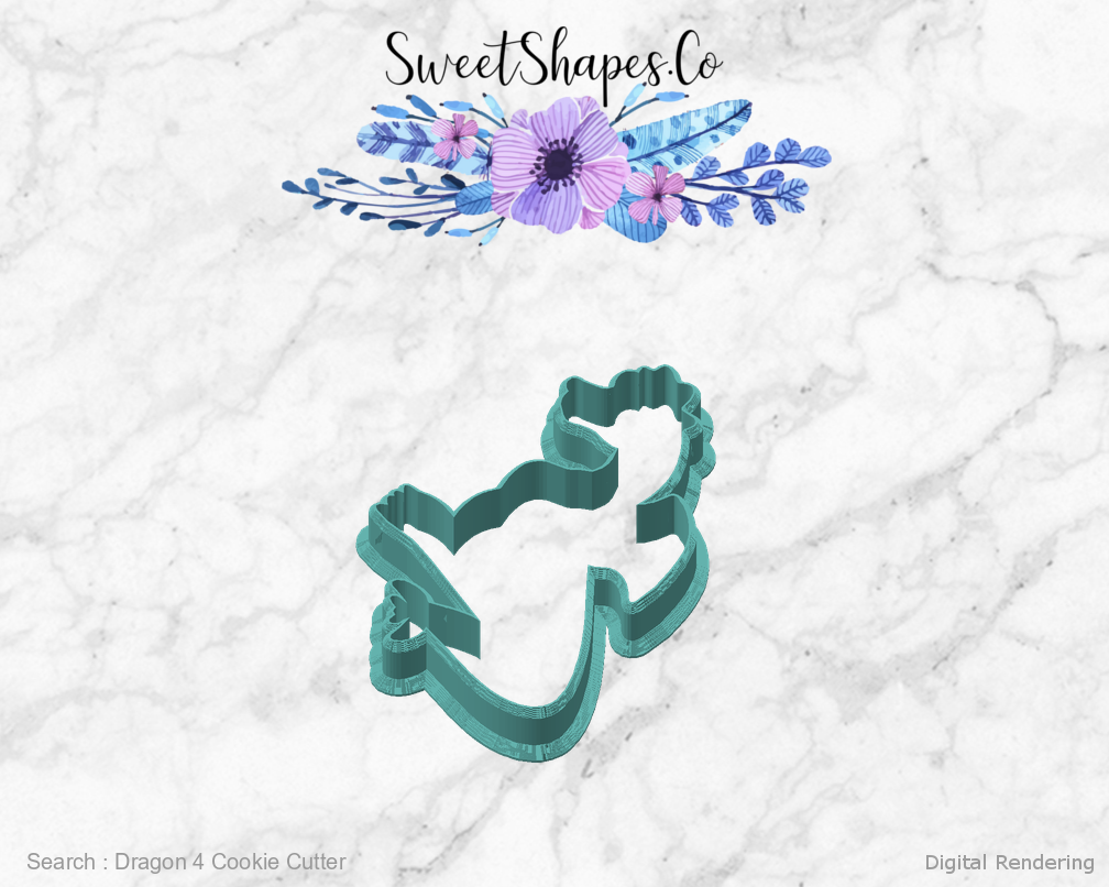 Dragon 4 Cookie Cutter — angled front view