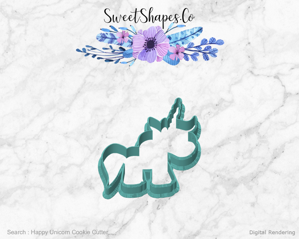Happy Unicorn Cookie Cutter — front view