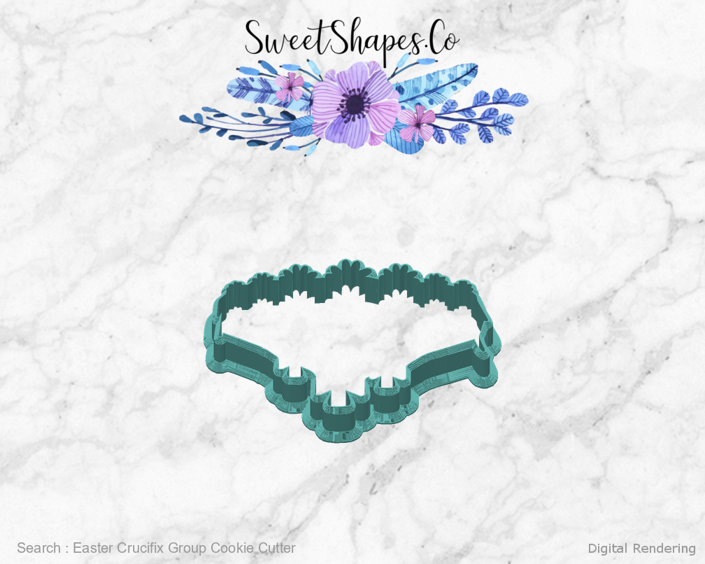 Easter Crucifix Group Cookie Cutter — back view
