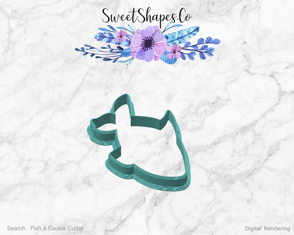 Fish 4 Cookie Cutter — angled front view