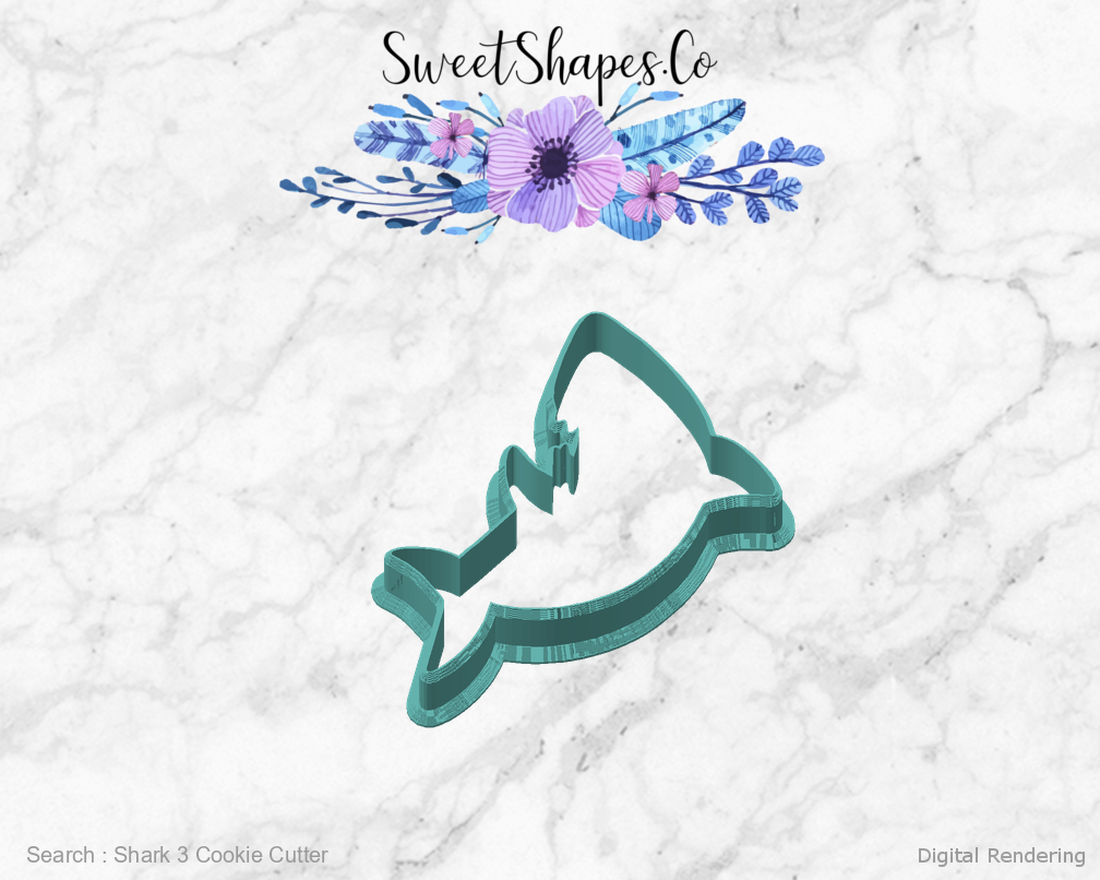 Shark 3 Cookie Cutter — angled front view