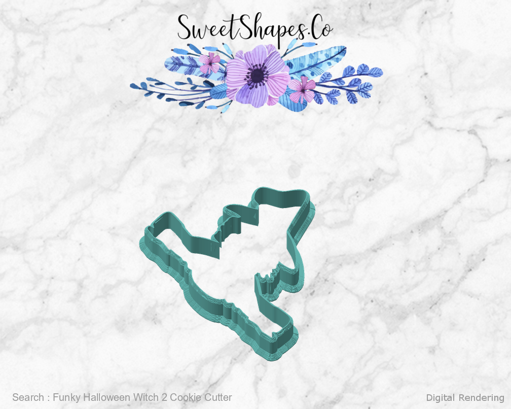 Funky Halloween Witch 2 Cookie Cutter — angled front view
