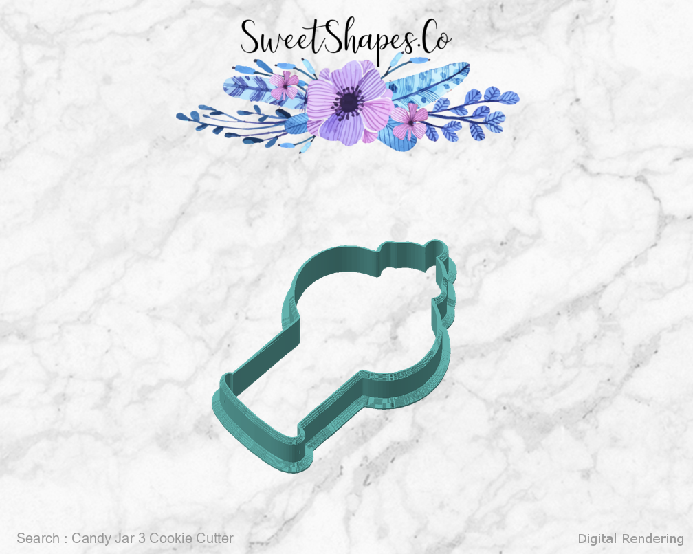 Candy Jar 3 Cookie Cutter — angled front view