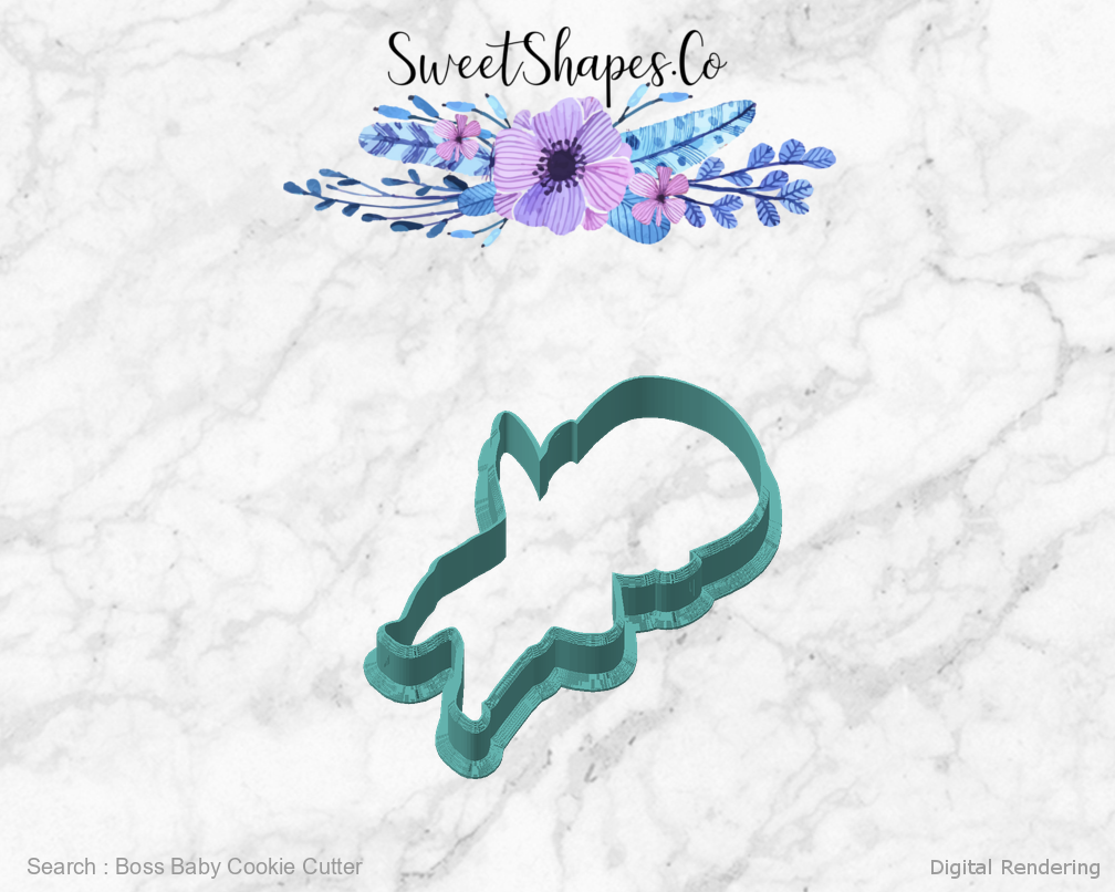 Boss Baby Cookie Cutter — angled front view