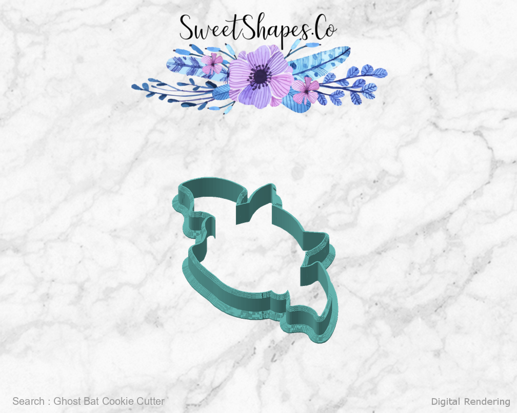 Ghost Bat Cookie Cutter — angled front view