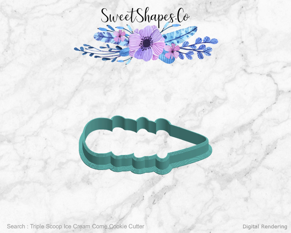 Triple Scoop Ice Cream Come Cookie Cutter — left view