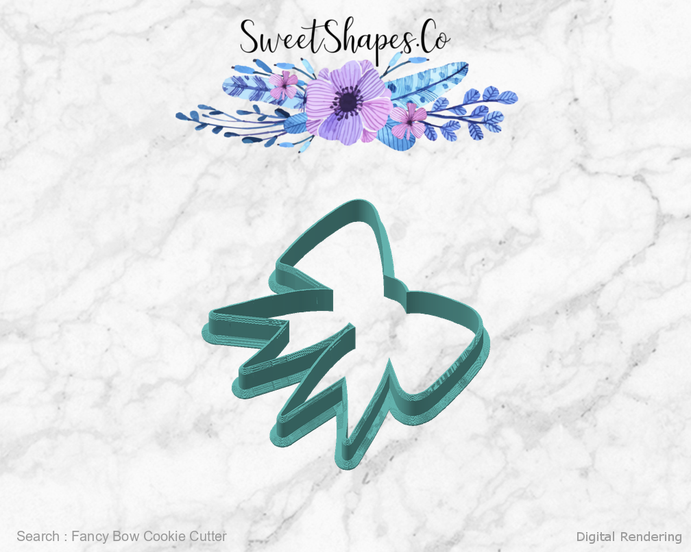 Fancy Bow Cookie Cutter — angled front view