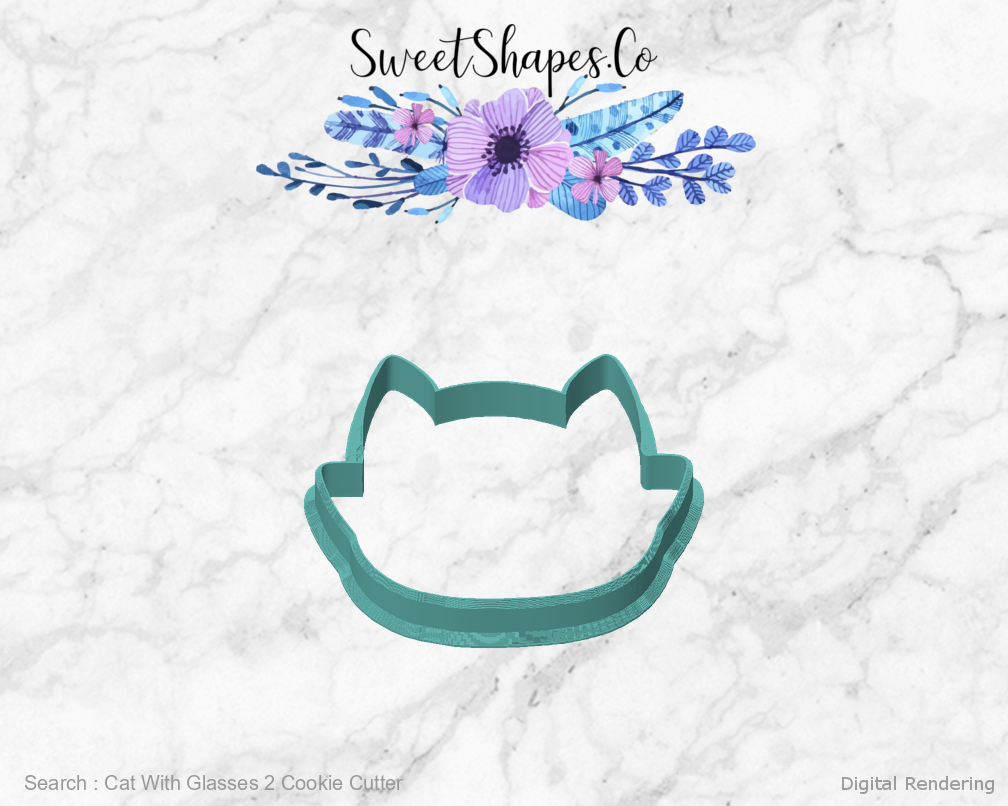 Cat With Glasses 2 Cookie Cutter — front view